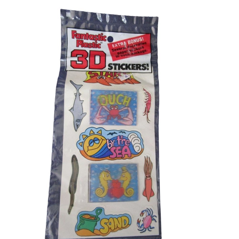 Fantastic Plastic 3D Stickers Extra Bonus Vintage 1983 Gordy Intl Factory Sealed
